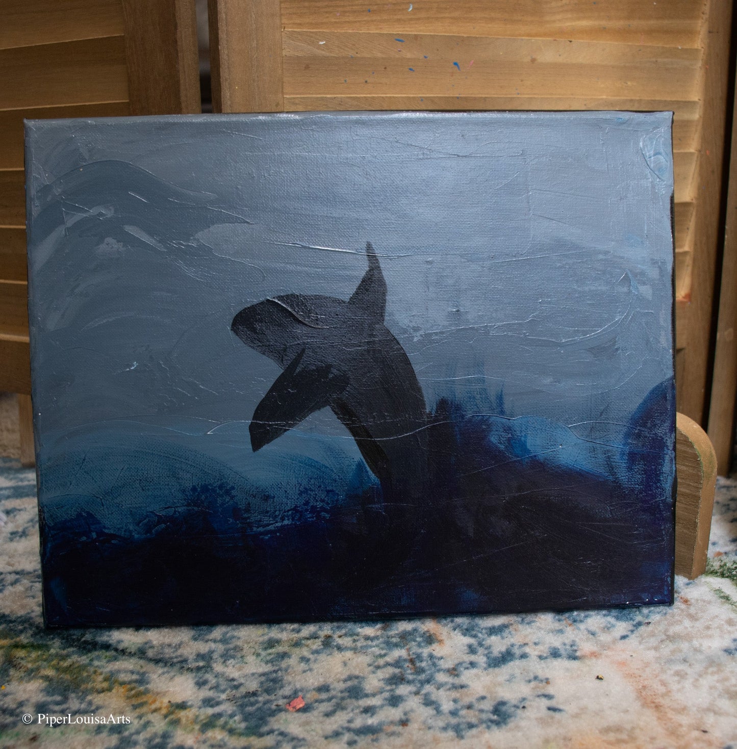 Whale Jumping in the Storm - Original